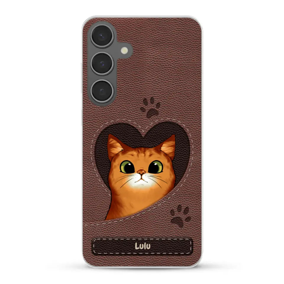 Chats curieux aspect cuir - Coque de téléphone personnalisée