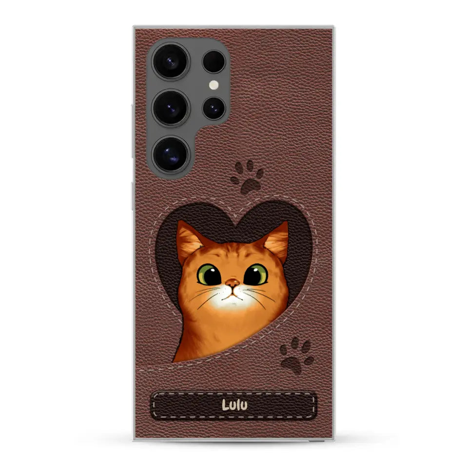 Chats curieux aspect cuir - Coque de téléphone personnalisée