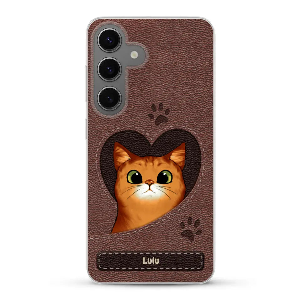 Chats curieux aspect cuir - Coque de téléphone personnalisée