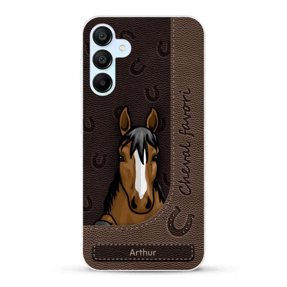 Chevaux curieux aspect cuir - Coque de téléphone personnalisée