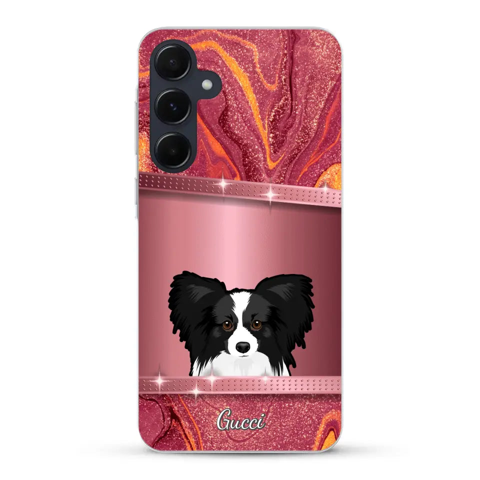 Chiens curieux aspect pailleté - Coque de téléphone personnalisée