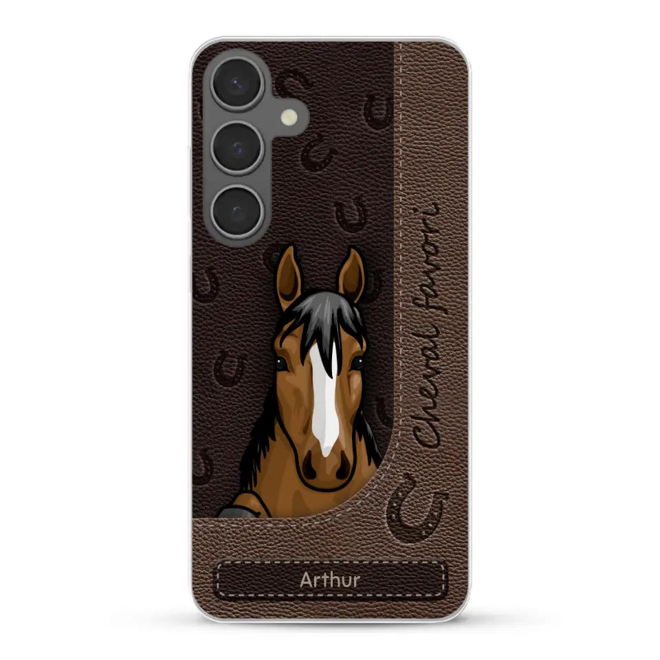 Chevaux curieux aspect cuir - Coque de téléphone personnalisée