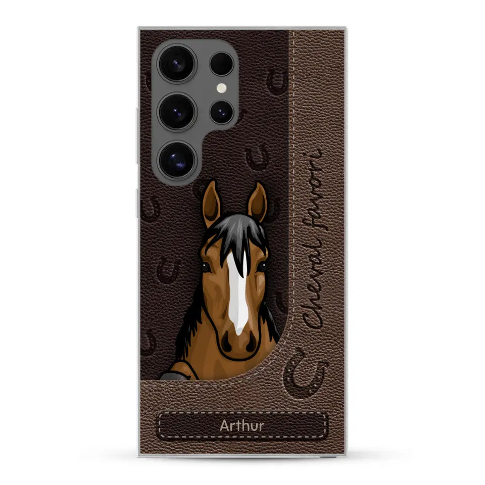 Chevaux curieux aspect cuir - Coque de téléphone personnalisée