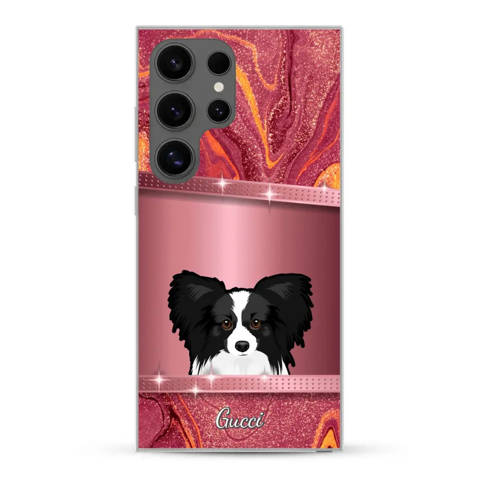 Chiens curieux aspect pailleté - Coque de téléphone personnalisée