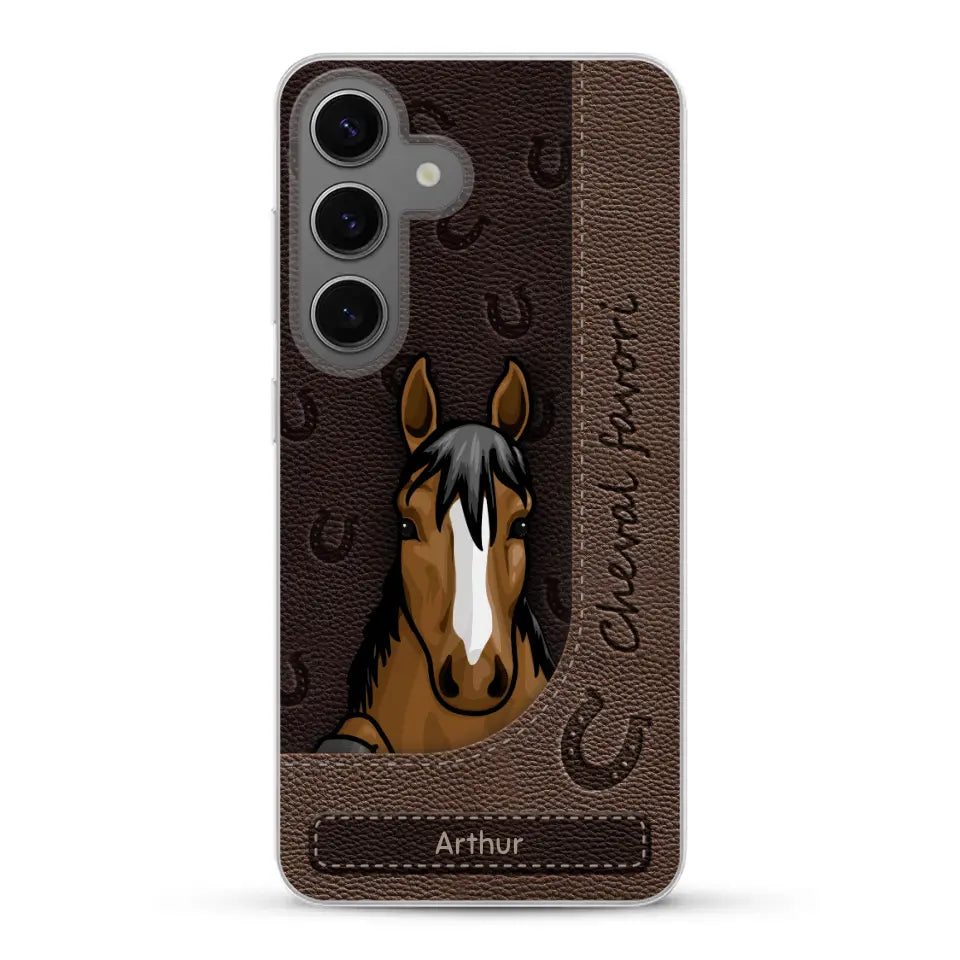 Chevaux curieux aspect cuir - Coque de téléphone personnalisée