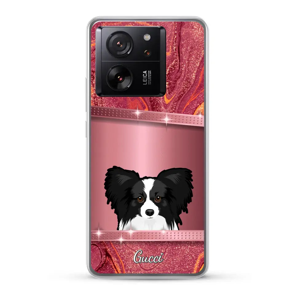 Chiens curieux aspect pailleté - Coque de téléphone personnalisée