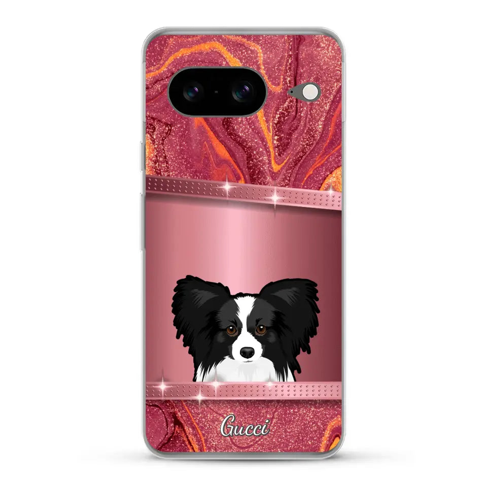 Chiens curieux aspect pailleté - Coque de téléphone personnalisée