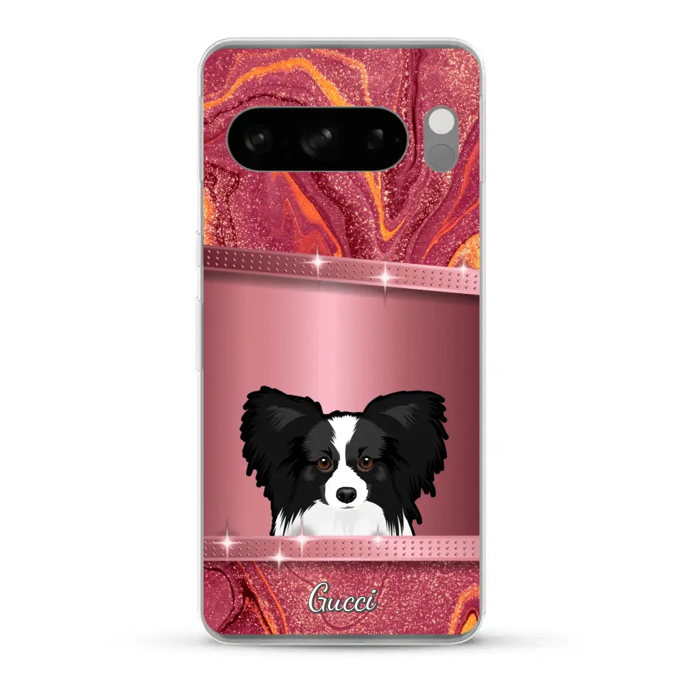 Chiens curieux aspect pailleté - Coque de téléphone personnalisée