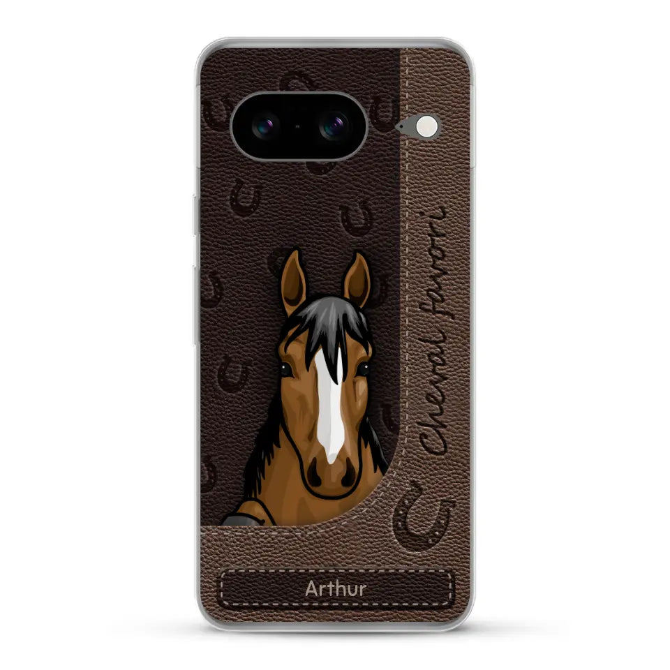 Chevaux curieux aspect cuir - Coque de téléphone personnalisée