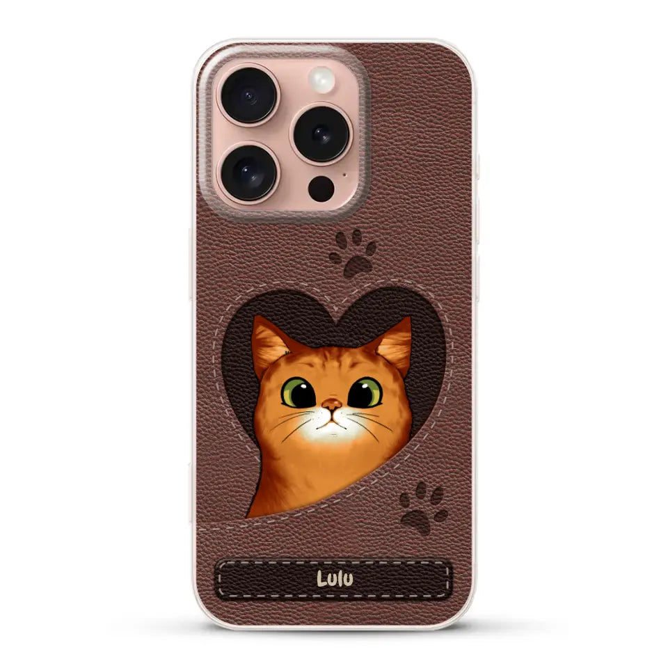 Chats curieux aspect cuir - Coque de téléphone personnalisée