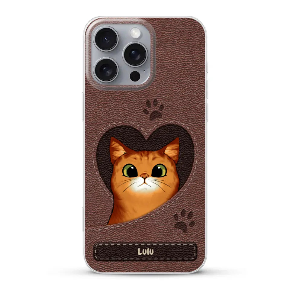 Chats curieux aspect cuir - Coque de téléphone personnalisée