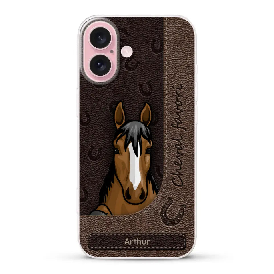Chevaux curieux aspect cuir - Coque de téléphone personnalisée