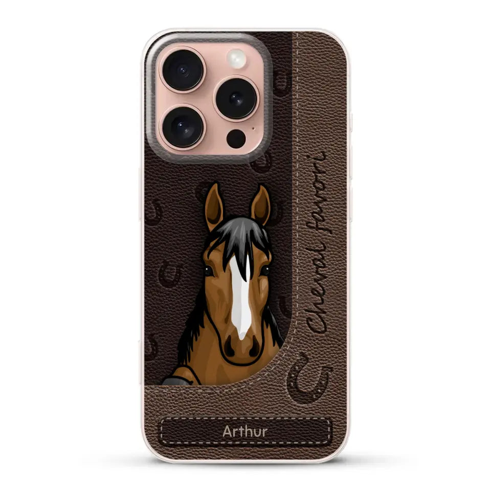 Chevaux curieux aspect cuir - Coque de téléphone personnalisée