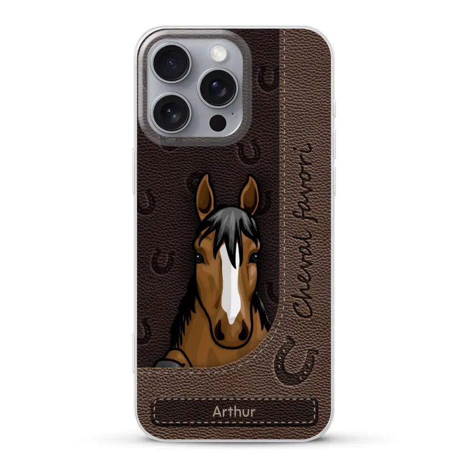 Chevaux curieux aspect cuir - Coque de téléphone personnalisée