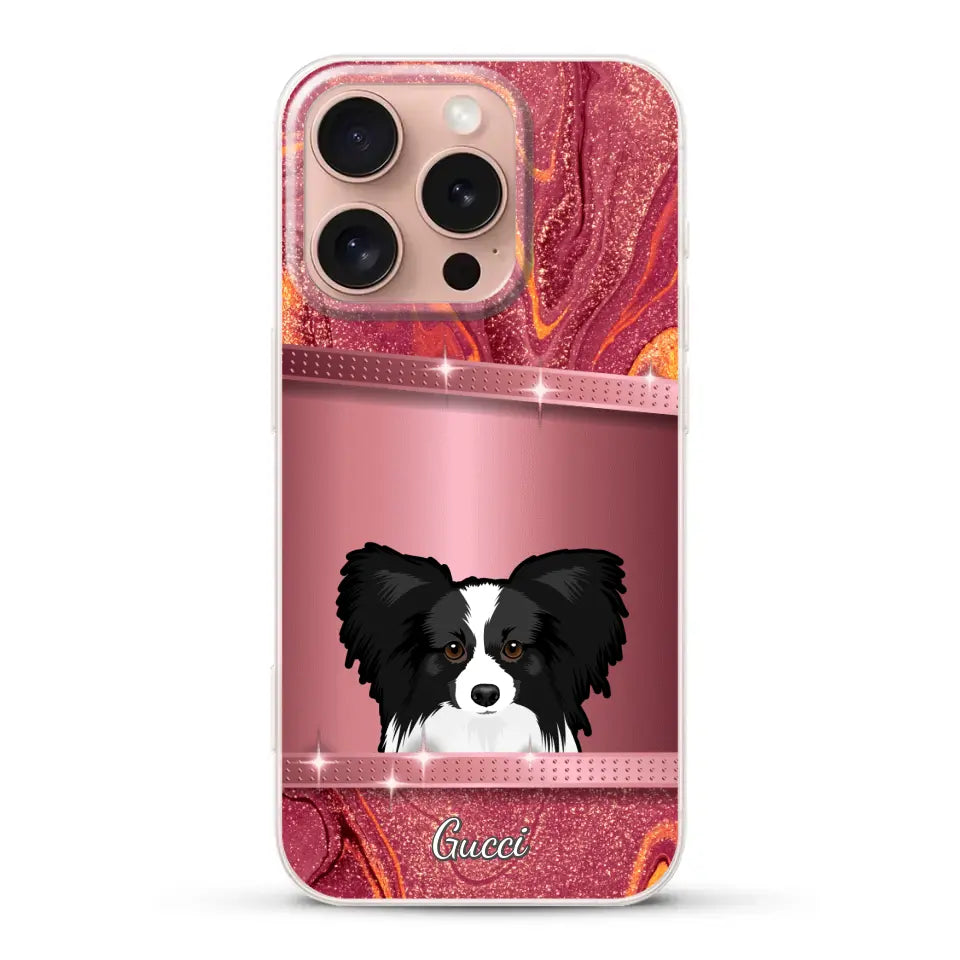 Chiens curieux aspect pailleté - Coque de téléphone personnalisée