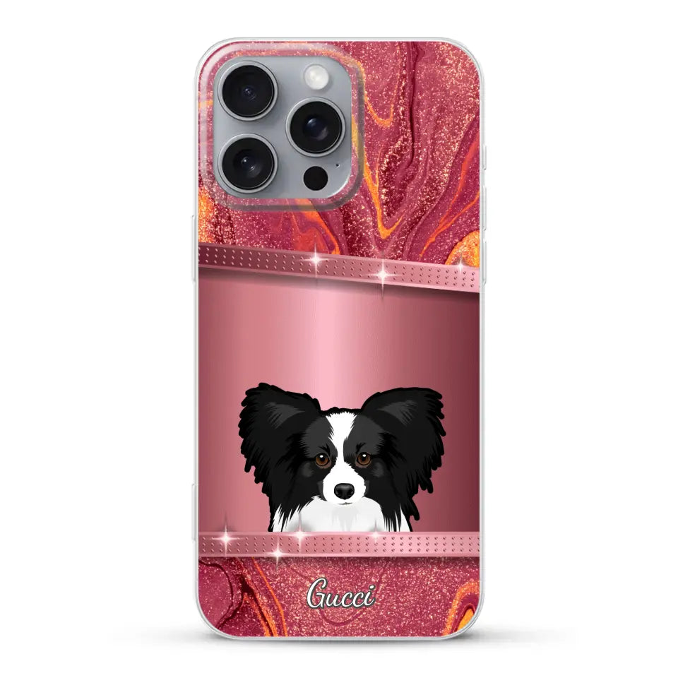 Chiens curieux aspect pailleté - Coque de téléphone personnalisée