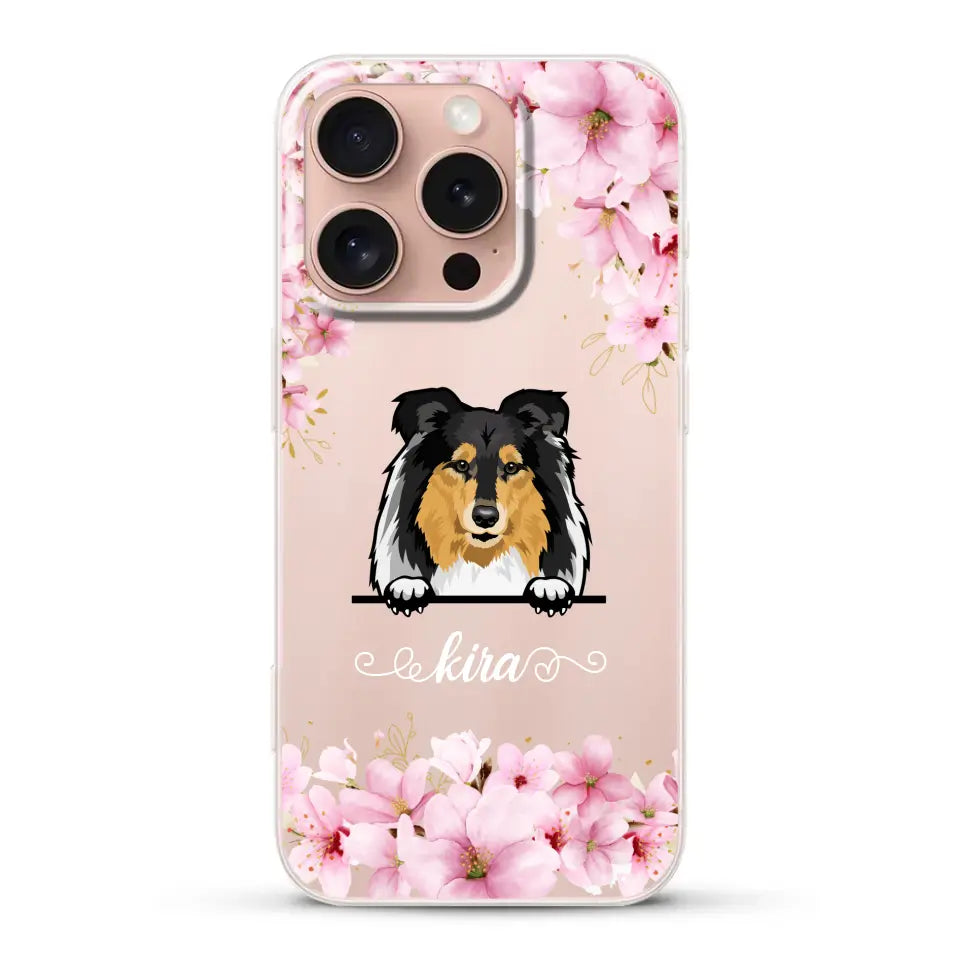 Fleurs et chiens - Coque de téléphone personnalisée