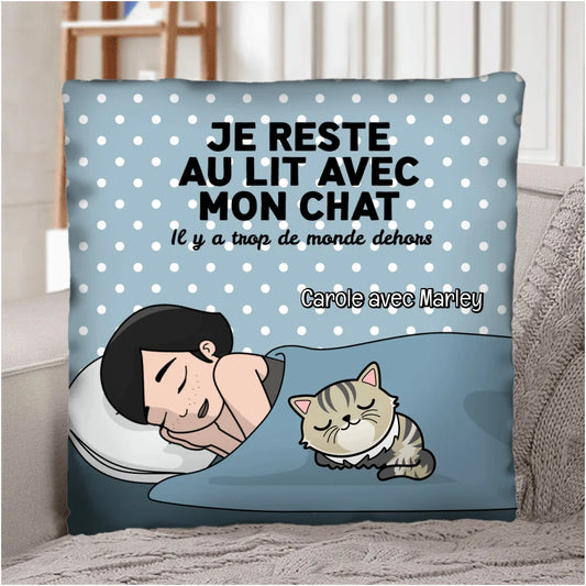 Je reste à la maison - Coussin personnalisé