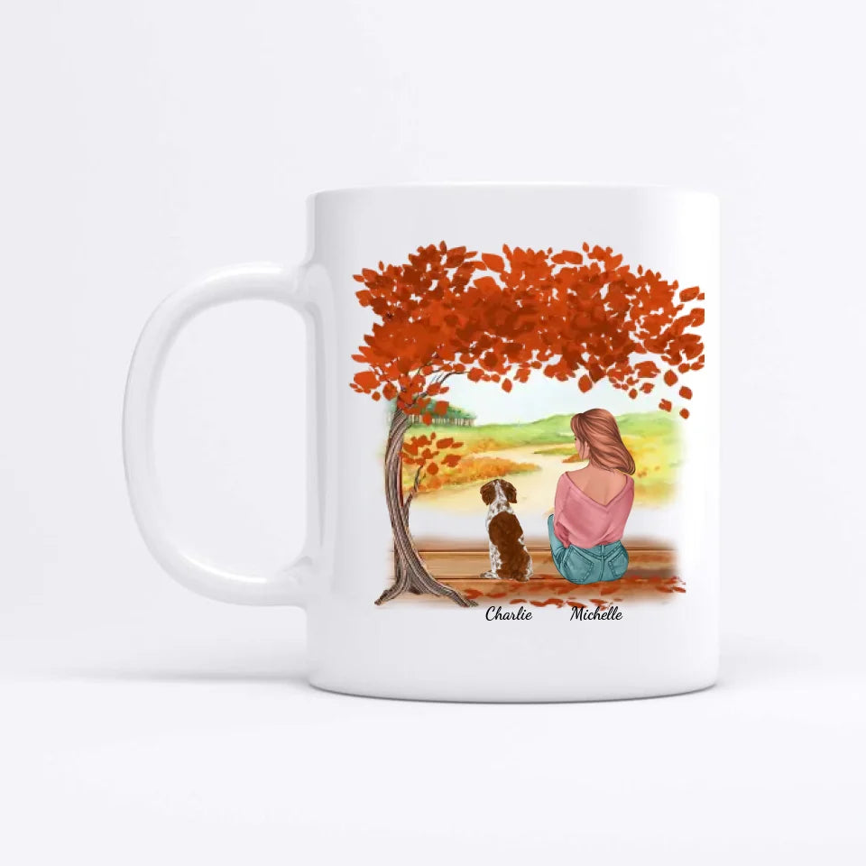 Femme avec chien sous un arbre - Mug personnalisé