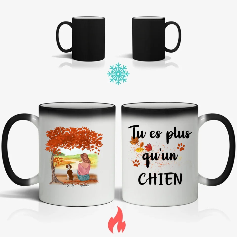 Femme avec chien sous un arbre - Mug personnalisé