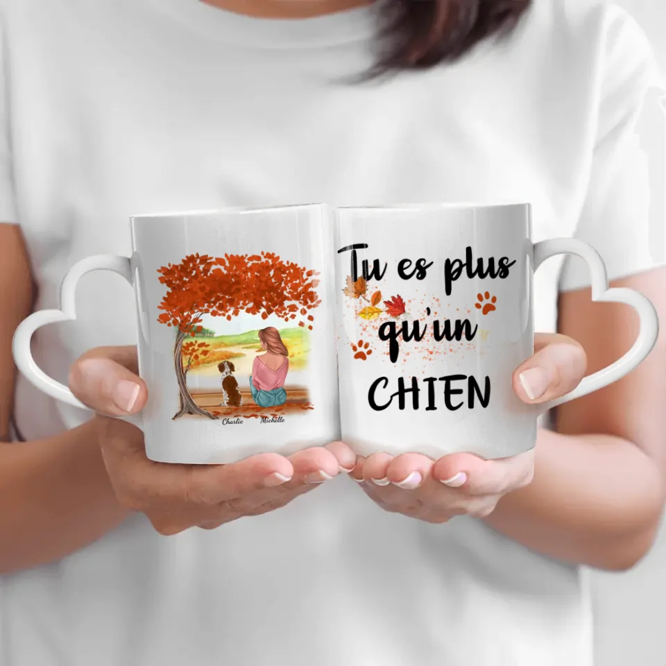 Femme avec chien sous un arbre - Mug personnalisé