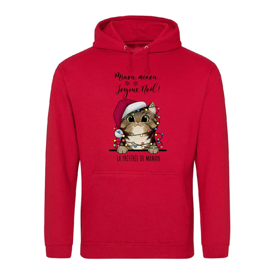 Miaou, miaou... Joyeux Noël ! - Sweat à capuche personnalisé