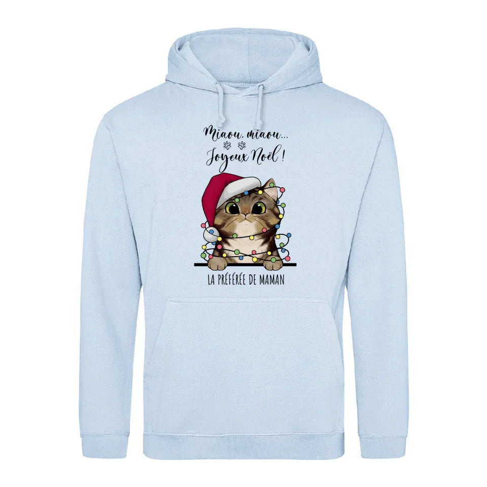 Miaou, miaou... Joyeux Noël ! - Sweat à capuche personnalisé