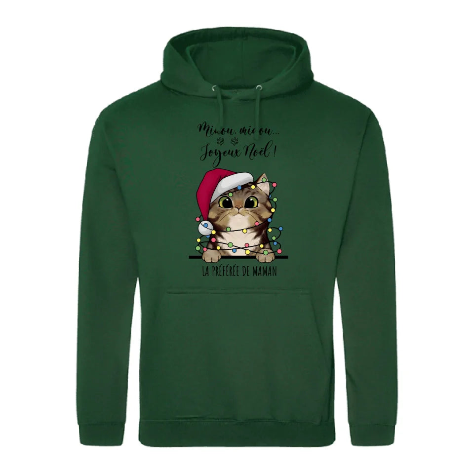 Miaou, miaou... Joyeux Noël ! - Sweat à capuche personnalisé