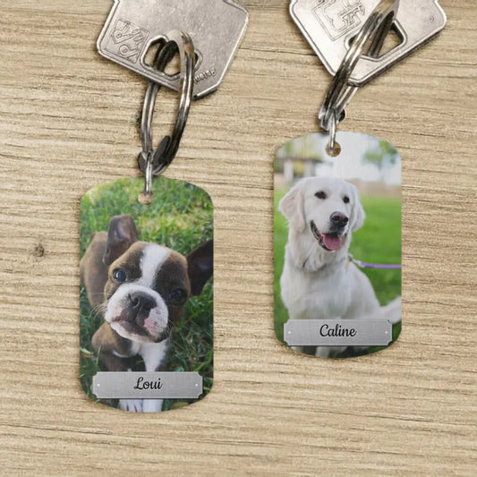 Photo double face - Porte-clés Dog Tag personnalisé