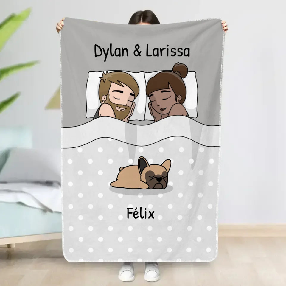 Couverture personnalisée - Câlins avec nos amis à poils