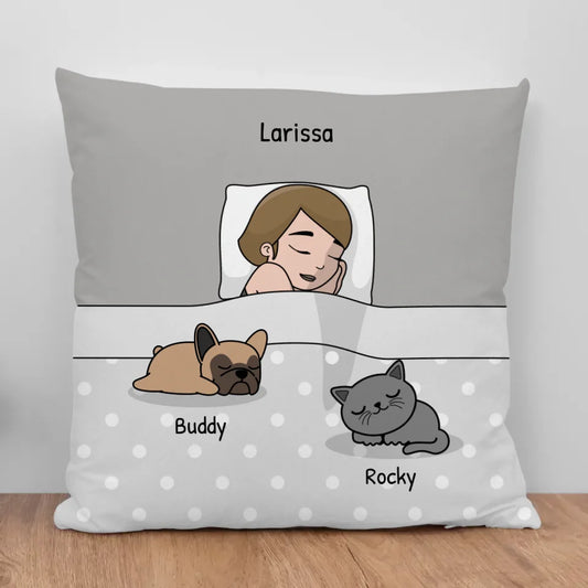 Câlins avec mes amis à poils - Coussin personnalisé