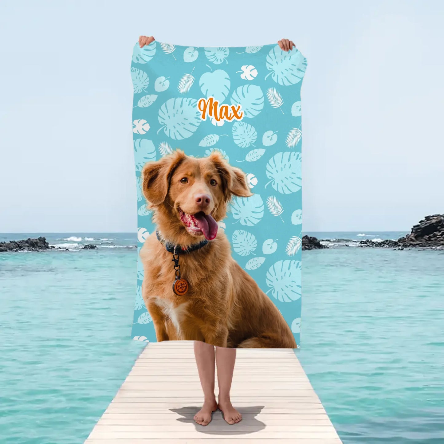 Votre photo avec motif de fond - Serviette de plage personnalisée