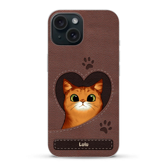 Chats curieux aspect cuir - Coque de téléphone personnalisée