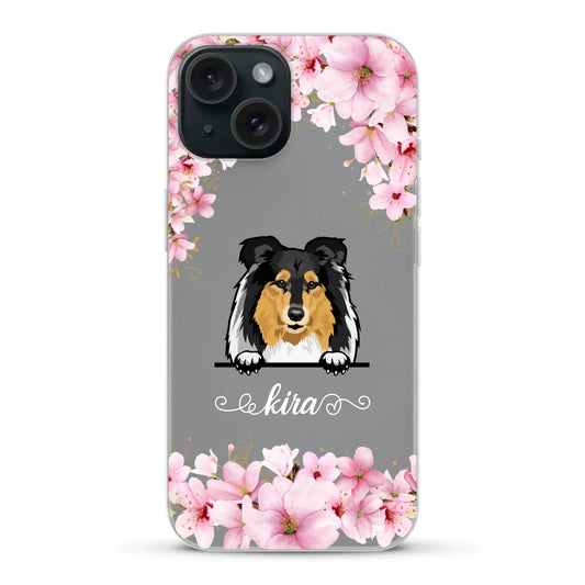 Fleurs et chiens - Coque de téléphone personnalisée