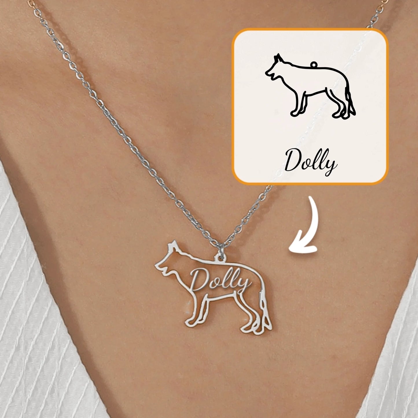 Silhouette de chien - Collier personnalisé