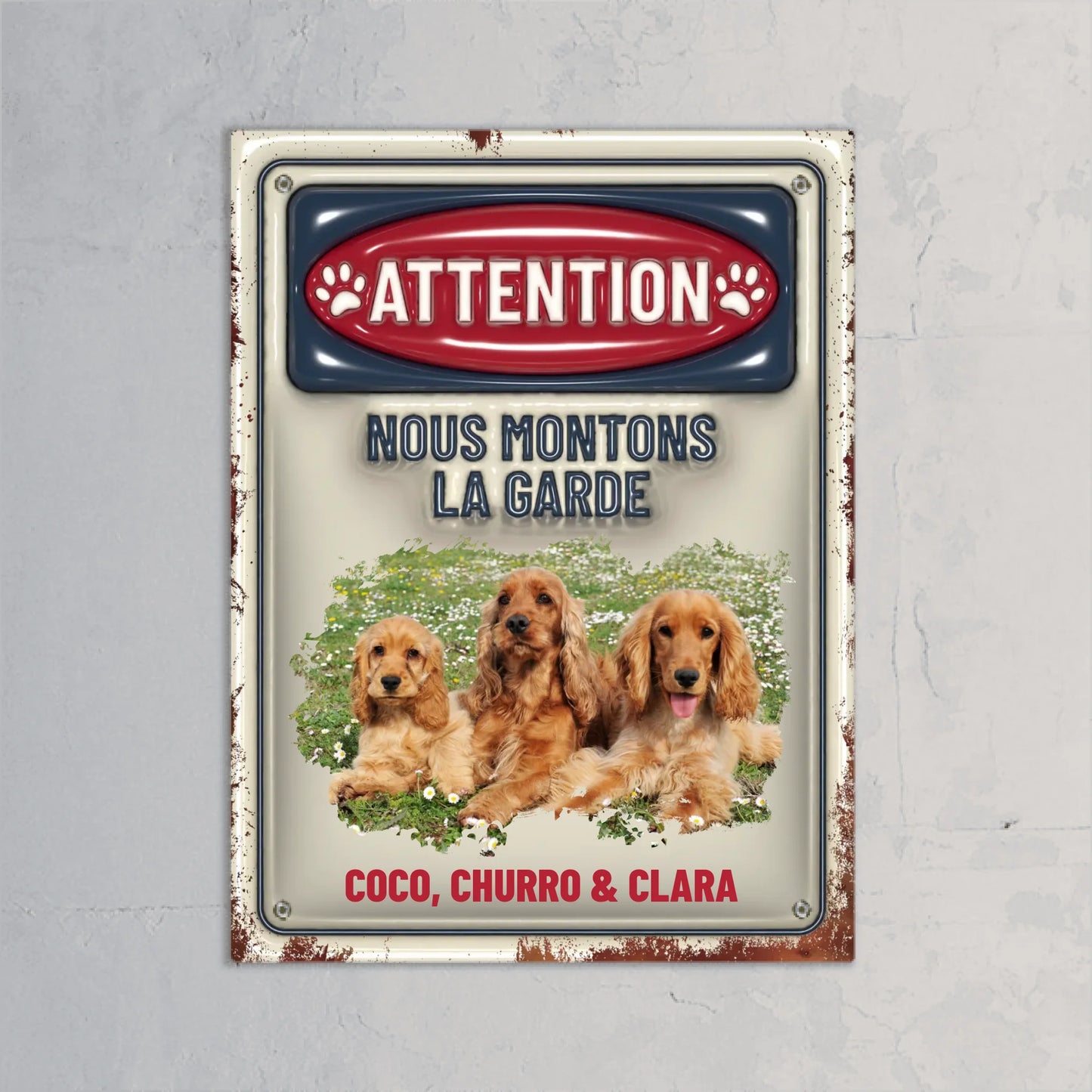 Attention (Optique 3D) - Plaque de porte personnalisé