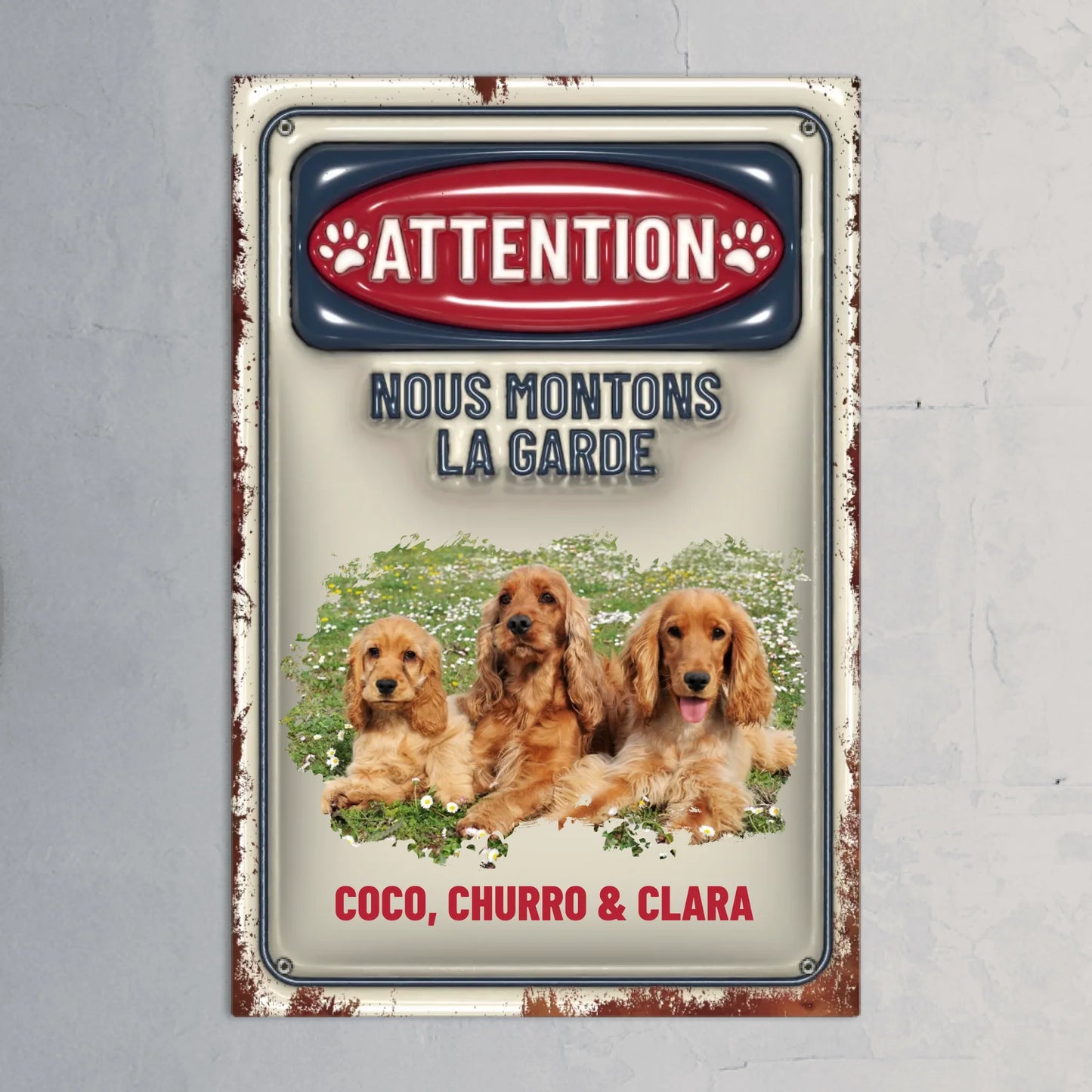 Attention (Optique 3D) - Plaque de porte personnalisé
