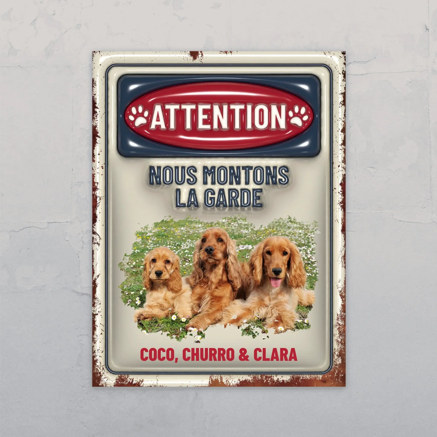 Attention (Optique 3D) - Plaque de porte personnalisé