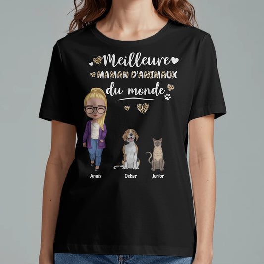 Meilleure maman d'animaux - T-shirt personnalisé