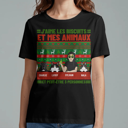 J'aime les biscuits et mes animaux - T-Shirt personnalisé
