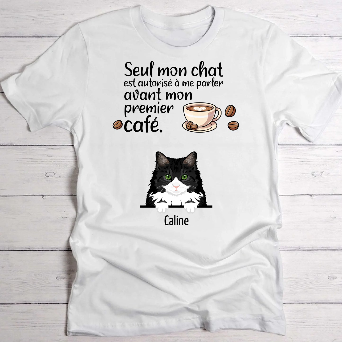 Premier café et chats - T-Shirt personnalisé