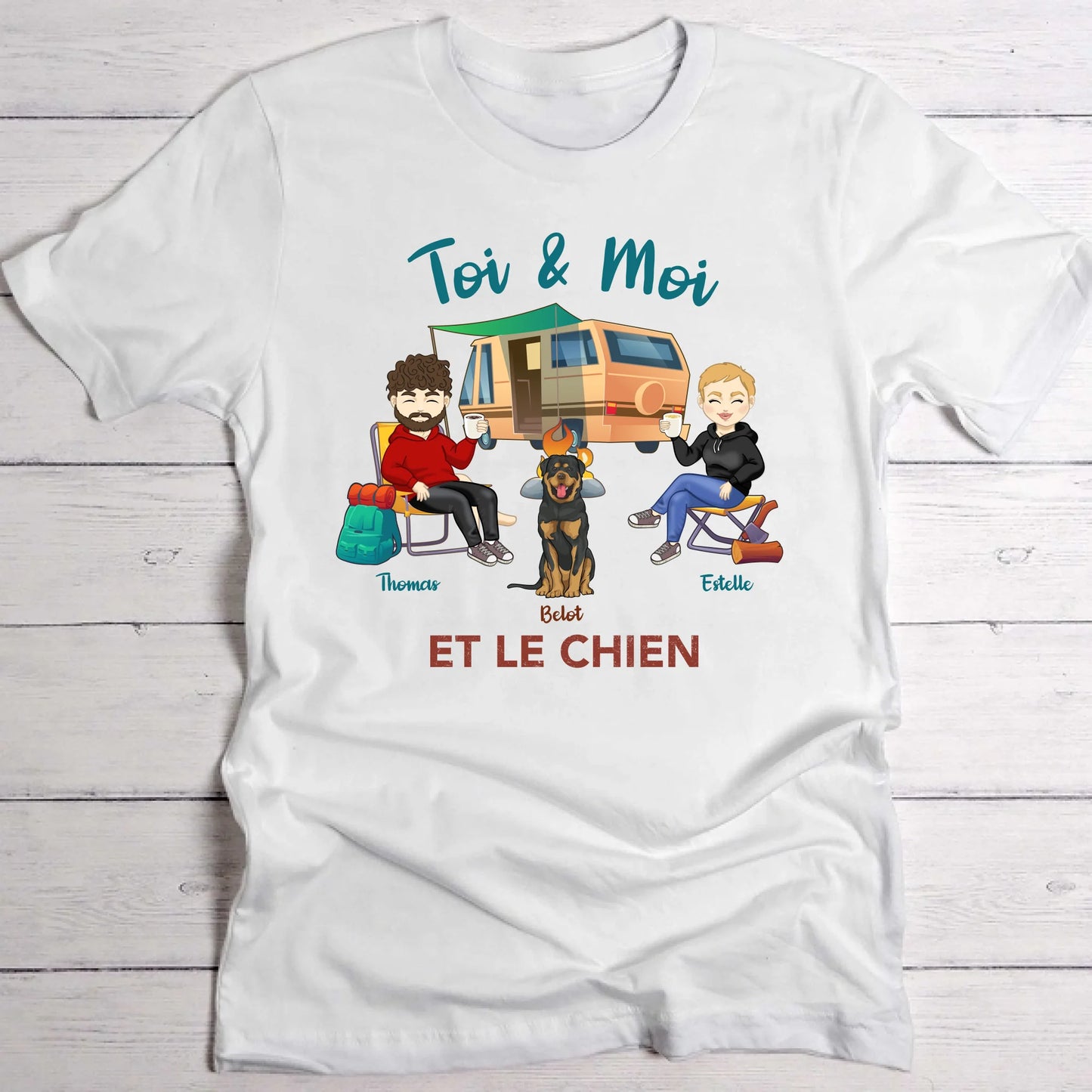 Toi, moi et les chiens - T-Shirt personnalisé