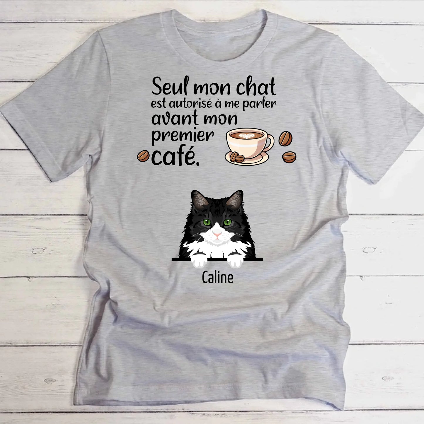 Premier café et chats - T-Shirt personnalisé