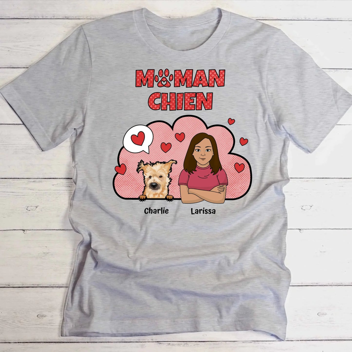 Maman chien aime ses chiens - T-Shirt personnalisé