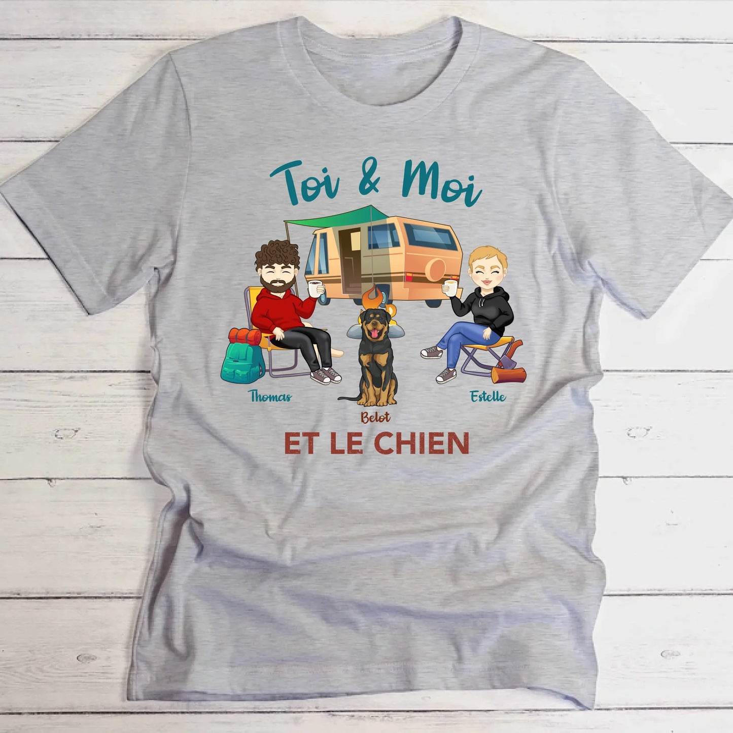 Toi, moi et les chiens - T-Shirt personnalisé