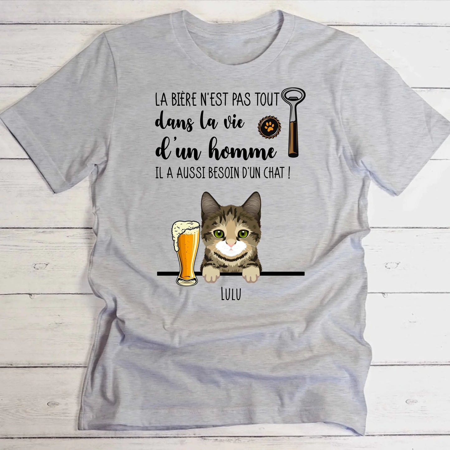 Bière et Miaou - T-Shirt personnalisé