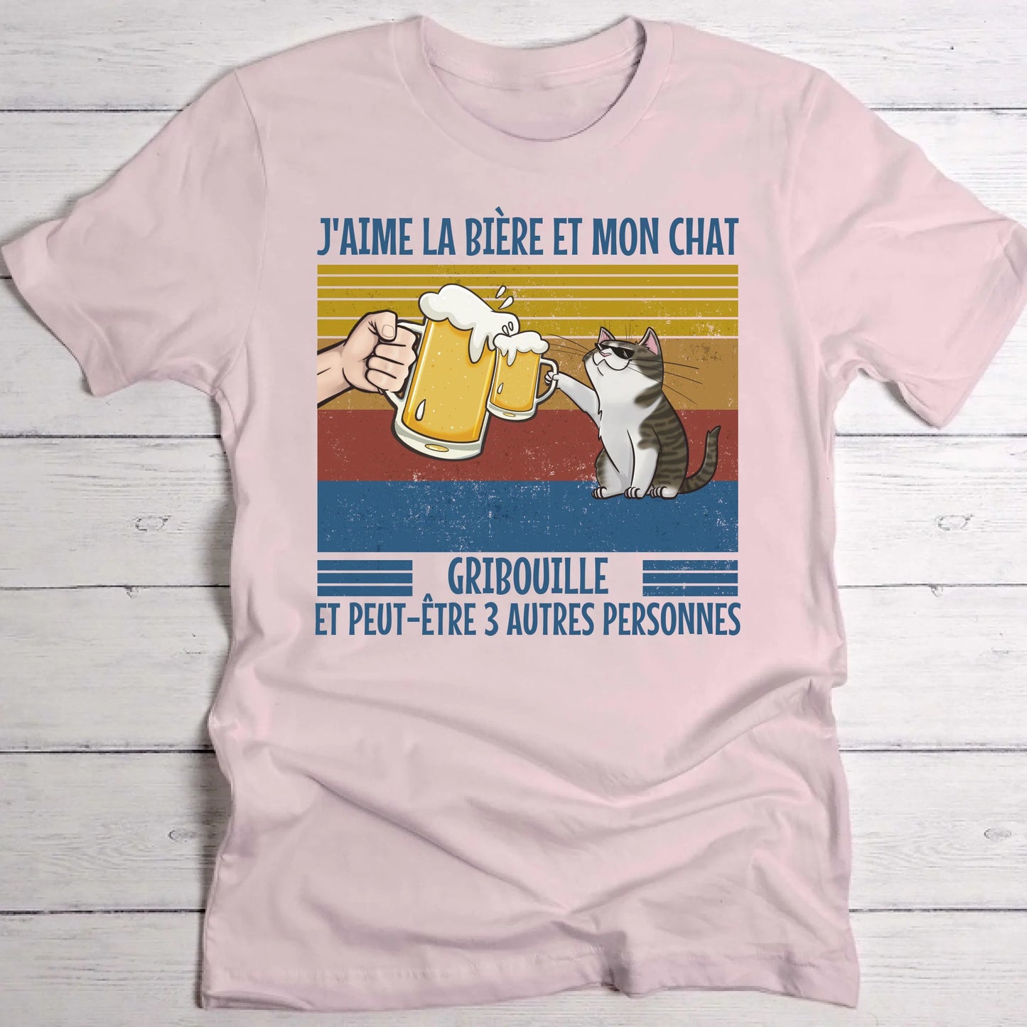 J'aime la bière et mon chat - T-shirt personnalisé