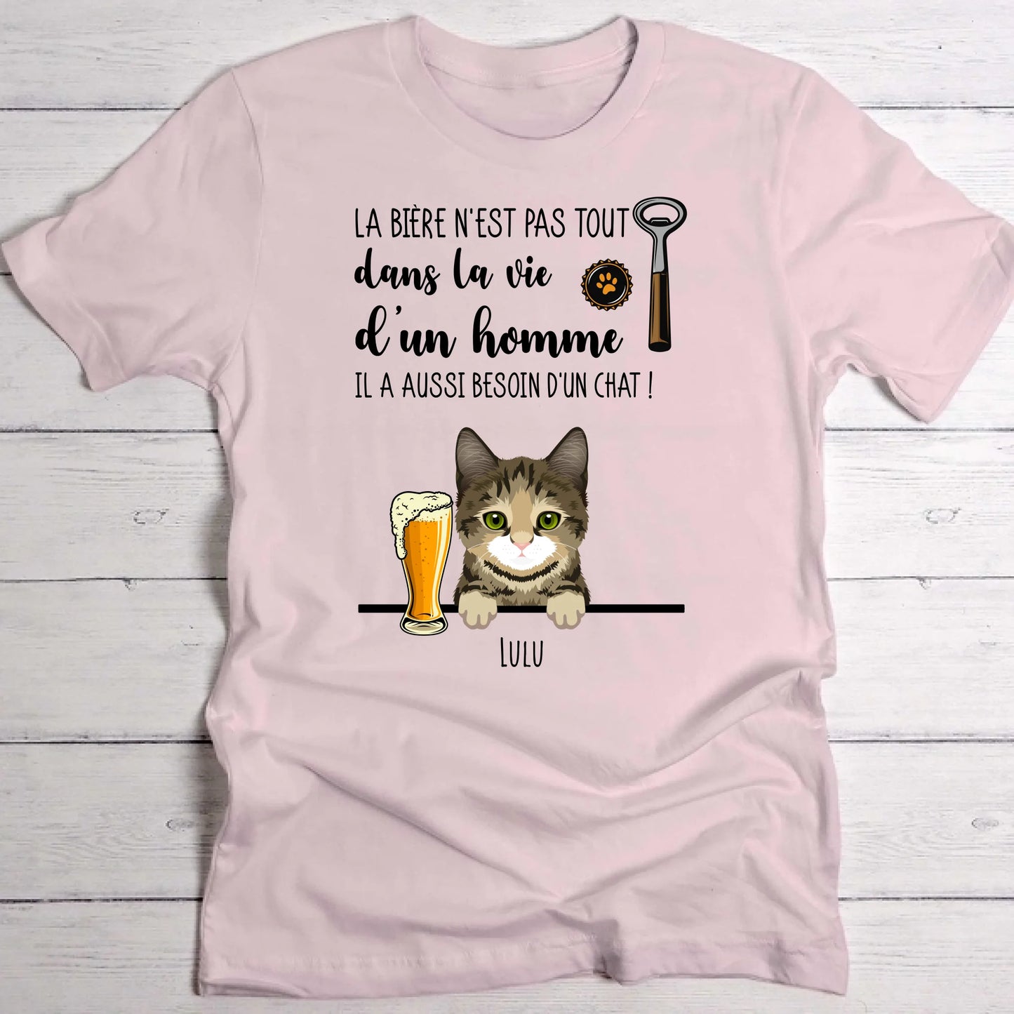 Bière et Miaou - T-Shirt personnalisé