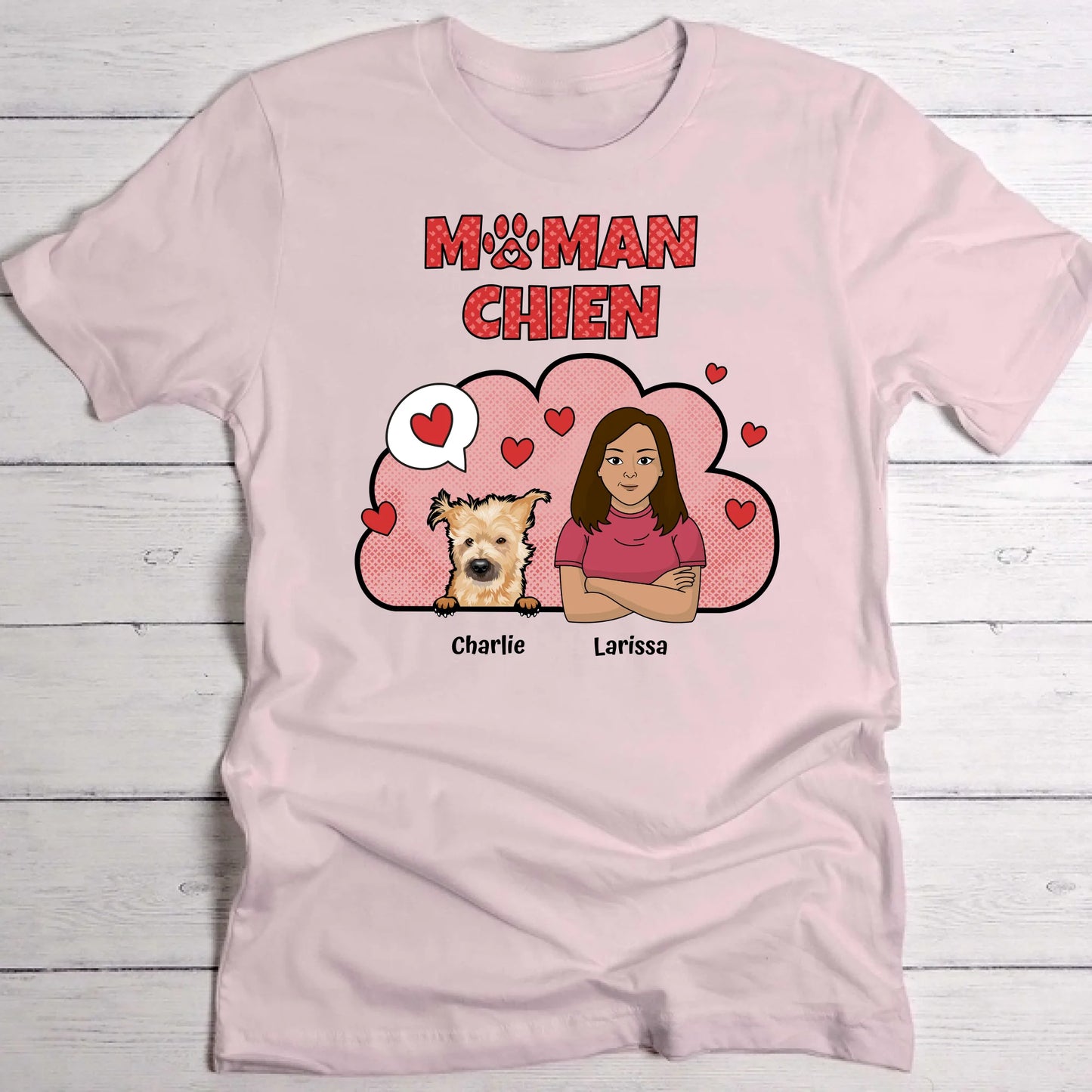 Maman chien aime ses chiens - T-Shirt personnalisé