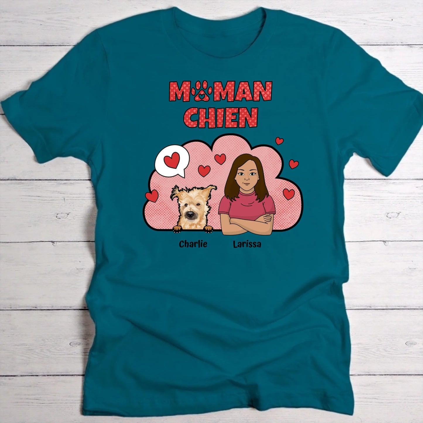 Maman chien aime ses chiens - T-Shirt personnalisé